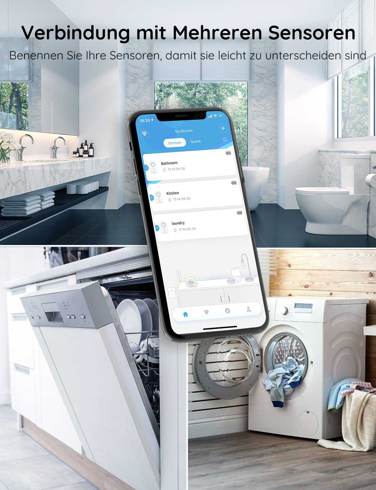 Govee Life Smart Wassermelder WLAN - 3er Set mit Gateway für zuverlässige Leckerkennung Mesch Shop Govee Life Smart Wassermelder WLAN - 3er Set mit Gateway für zuverlässige Leckerkennung Mesch Shop